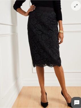 NWT Talbots Black Lace Pencil Skirt